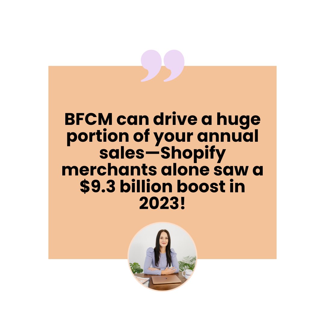 Black Friday and Cyber Monday (BFCM) drives a significant portion of annual sales, with Shopify merchants achieving $9.3 billion in 2023. Highlighting the power of e-commerce email marketing during BFCM 